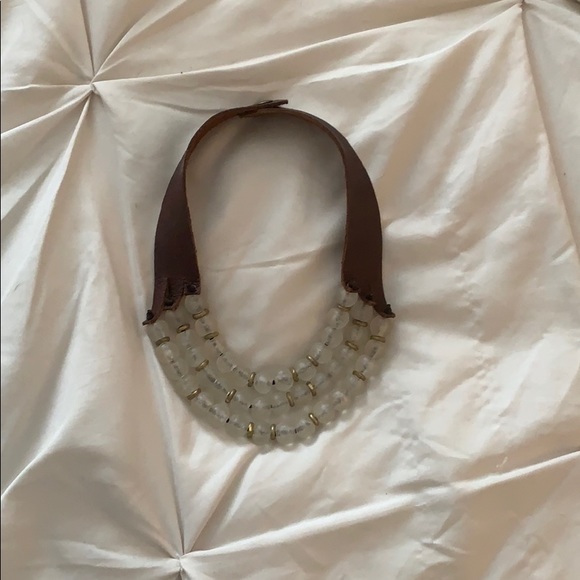 Jewelry - Leather & bead necklace - handmade!!